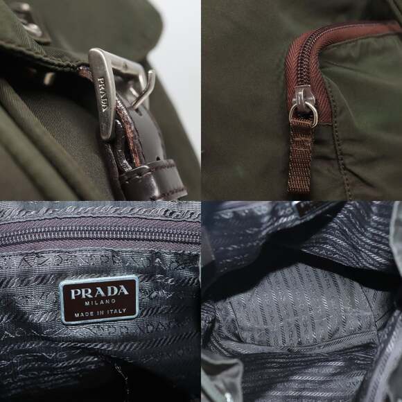 PRADA Backpack Nylon Khaki Silver - Picture 12 of 13